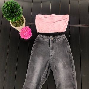 Missguided Black Wash High-Waisted Jeans